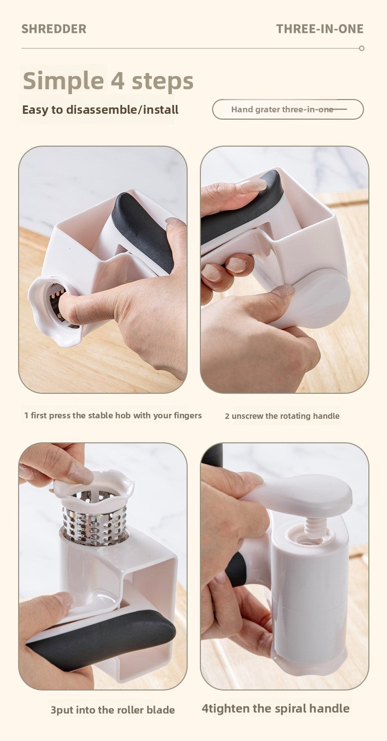 Multi-Blade Hand-Cranked Cheese Grater